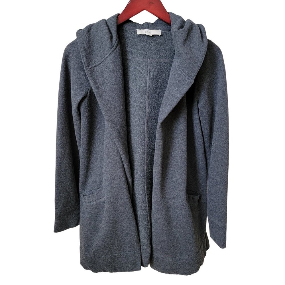 Ann Taylor Loft Gray Hooded Cardigan Knit Jacket